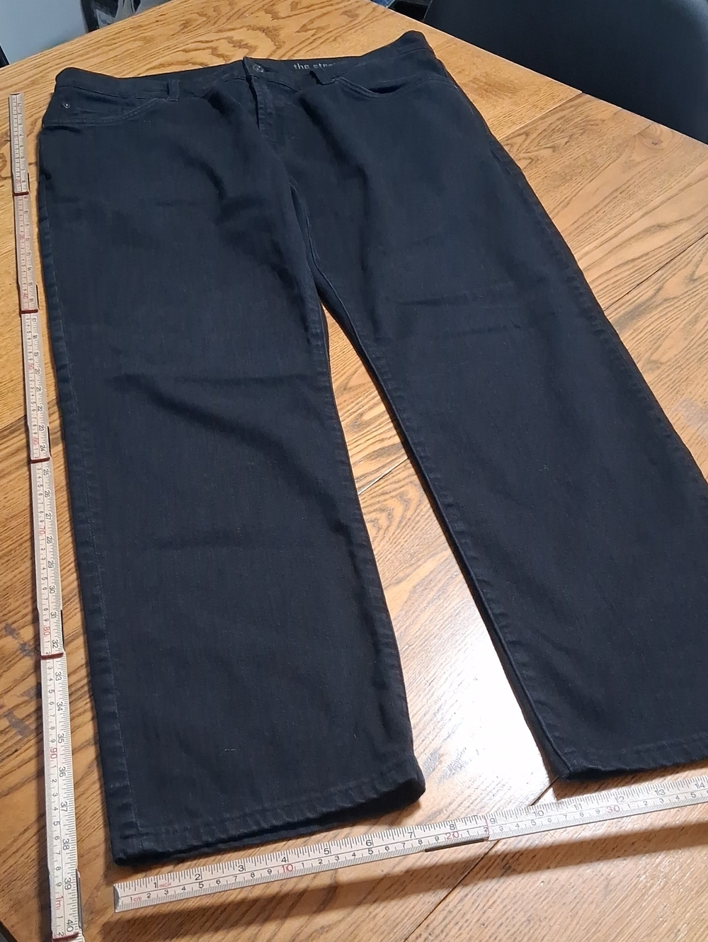 7 FOR ALL MANKIND Mens Jeans BLACK 34 Denim Used Straight Legs Pants Preowned